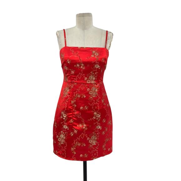 I.am.gia Kiko Dress Mini Sleeveless Floral Satin Jacquard Red Size Small‎ - Picture 2 of 11